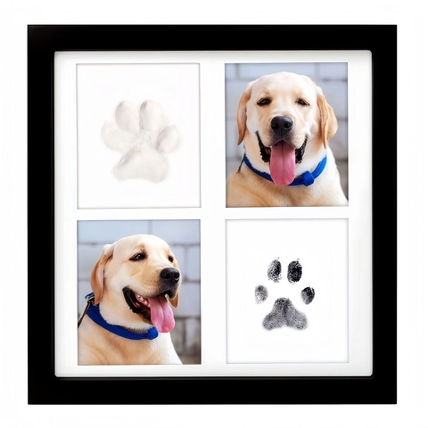 Marco Recuerdo Huella Mascota DIY Mano Pie Bebé Con Arcilla Almohadilla Tinta MDF Cuadrado Memorial Decoración