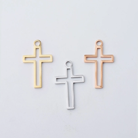 Colgantes De Cruz Hueca Acero Inoxidable 304 Pulido Espejo Pequeños Dijes Para Hacer Joyas DIY Collares Pulseras