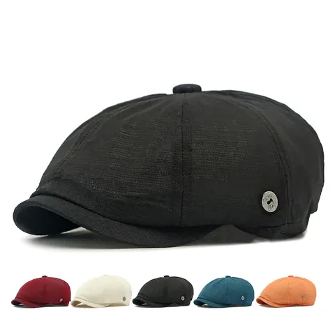 Retro Achthoekige Newsboy Pet Ademend Mesh Polyester Zomer Zonbescherming Verstelbaar Britse Stijl Baret Hoed