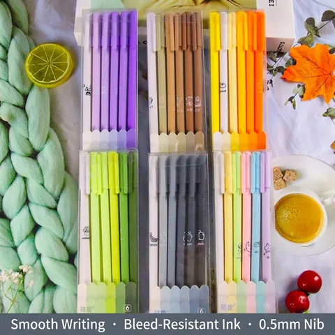 Aesthetic Gel Pens Morandi Colors Plastic Smooth Writing Needle Tip Pens For Students Office Stationery Supplies
