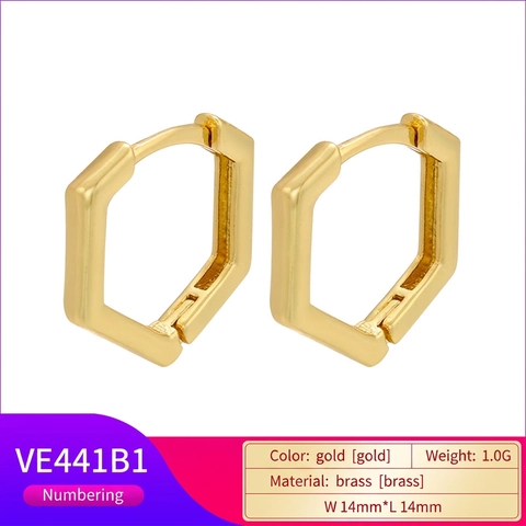 Geometrische Kupfer Strass Huggie Hoop Ohrringe Einfache Herz Rund Sechseck Metall Ohrenschnallen Für Damen Schmuck