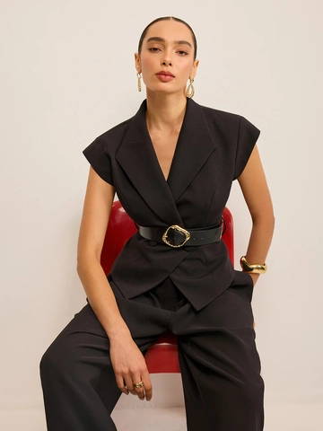 Gilet Senza Maniche Con Scollo A V E Pantaloni A Gamba Larga Da Donna Ufficio Professionale Elegante Poliestere