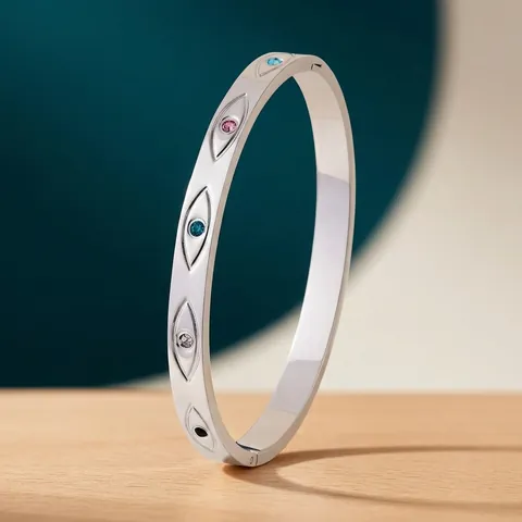 Βραχιόλι Evil Eye Ανοξείδωτο Ατσάλι Γυναικείο 18K Επιχρυσωμένο Πολύχρωμα Στρας Αδιάβροχο Κόσμημα Ρετρό Μόδα Αξεσουάρ