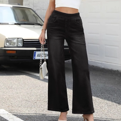 Hoge Taille Wide Leg Jeans Denim Losse Rechte Pasvorm Zakken Washed Casual Streetwear Voor Dames