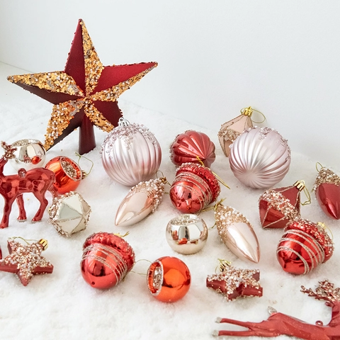 Addobbi Per Albero Di Natale Plastica Glitter Opaco Decorazioni Appese Renna Stella Pigna Arredamento Festivo Casa