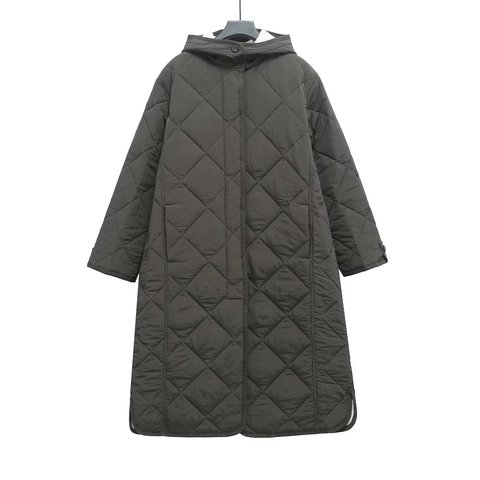 Lange Gewatteerde Jas Met Capuchon Voor Dames Ruitpatroon Pufferjack Winter Warm Lichtgewicht Casual Bovenkleding