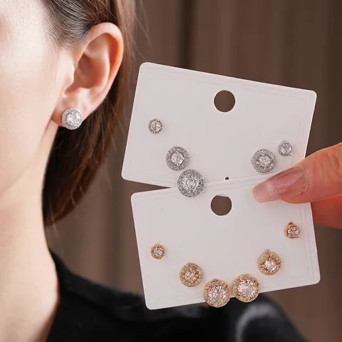 Boucles D Oreilles Rondes Halo En Zircone Cubique Avec Tige En Argent Base En Cuivre Bijoux Brillants Polyvalents Pour Femmes