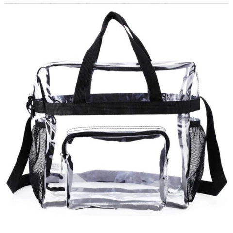 Durchsichtige Einkaufstasche Transparent PVC Wasserdicht Große Kapazität Stadion Zugelassen Reise Fitness Schulterhandtasche Für Herren Damen