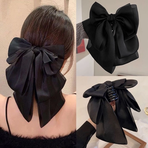 Pince À Cheveux Noeud Large Satin Élégant Épingle À Cheveux Coiffure Pour Femmes Filles Style Princesse Doux