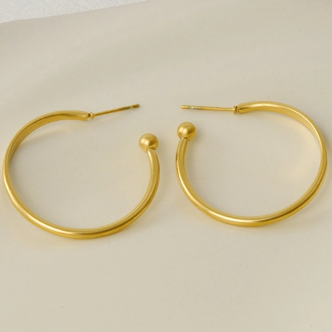 Fashion 304 Stainless Steel C-Shaped Hoop Earrings For Women Minimalist Gold Silver Plated Ball End Circle Jewelry