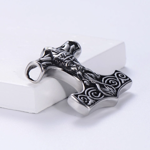 Collana Con Pendente Martello Di Thor Vichingo Acciaio Inossidabile 304 Mitologia Norrena Retro Punk Gioielli Per Uomo