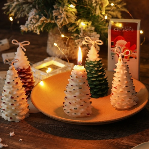 Vela Aromática de Árbol de Navidad Cera de Soja Hecha A Mano Vela Aromaterapia Festiva Con Caja de Regalo Decoración Hogar Fiesta