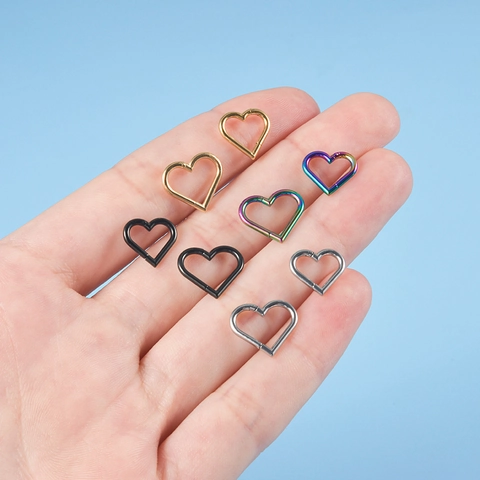 Pendientes De Aro Con Forma De Corazón De Acero Inoxidable Joyería De Perforación De Cartílago Accesorio De Moda