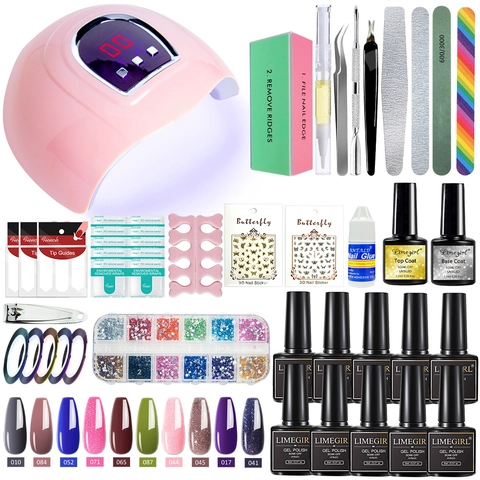 Colección Profesional De Arte De Uñas Con Lámpara UV LED Esmalte En Gel Resina Herramientas De Manicura Pegatinas Y Strass