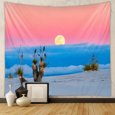 Landscape Tapestry Polyester Desert Sunset Moonlight Wall Hanging Bohemian Ins Style Decor For Bedroom Living Room