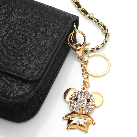 Sparkling Rhinestone Mouse Keychain Alloy Animal Bag Charm Pendant For Women Cute Fashion Jewelry Gift Accessory