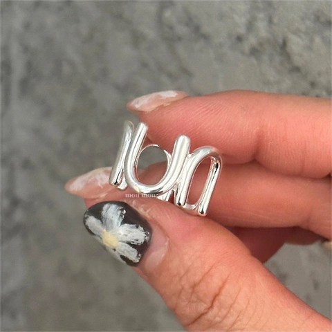 Anello In Argento Sterling 925 A Forma Di U Geometrico Minimalista Linee Ad Arco Impilate Lucido Gioielli In Stile Coreano Per Donne