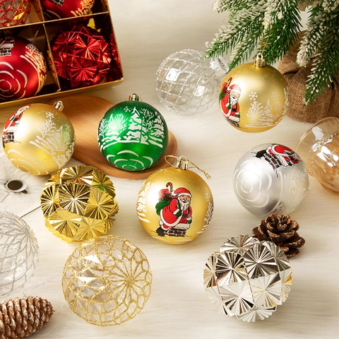 Bolas De Navidad Plástico Galvanizado Pintado Patrones Para Decoraciones De Árbol De Navidad Fiesta