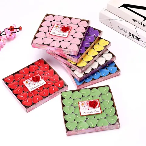 Heart Shaped Tea Light Candles Smokeless Vegetable Wax For Valentine Day Wedding Proposal Romantic Atmosphere Decoration