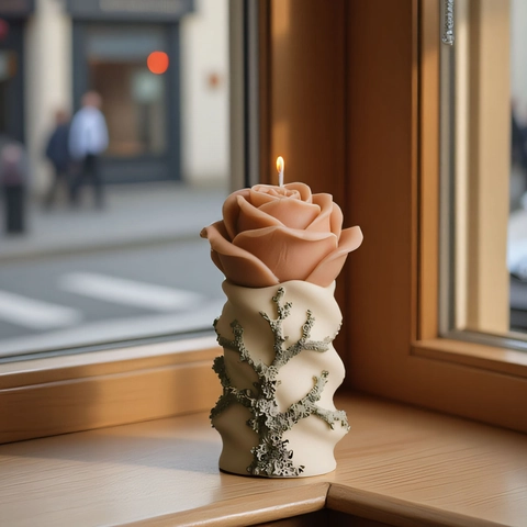 Rosen Säule Kerzenform 3D Silikon Relief Textur Zweig Design DIY Handgemachte Duftseife Wachs Handwerk Formen