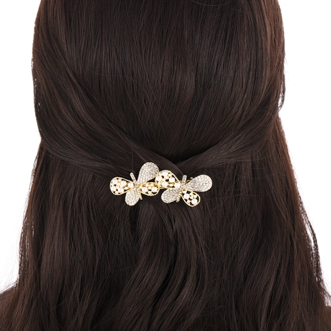 Pinzas Para El Cabello Mujer Elegante Mariposa Flor Hoja Aleación Pedrería Circonita Perla Artificial Imitación Brillante Horquilla