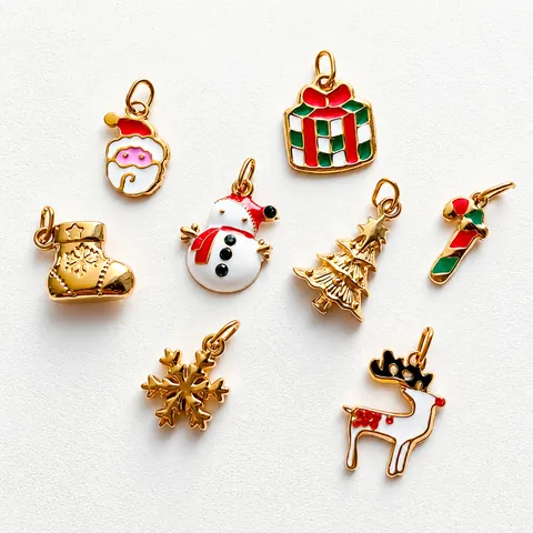 Stainless Steel Enamel Christmas Pendants For DIY Jewelry Making Colorful Santa Snowman Elk Tree Charm For Bracelet Necklace Accessory