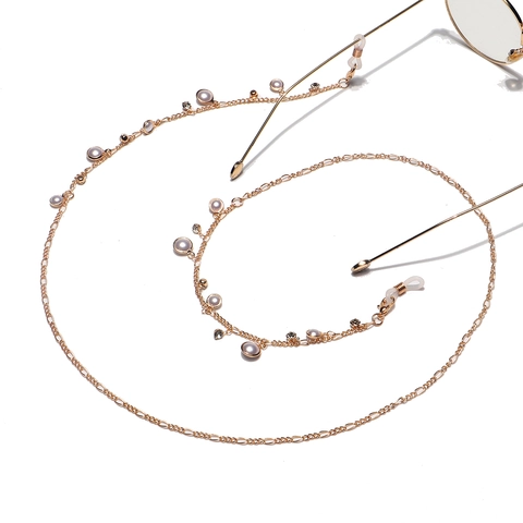 Catena Per Occhiali Elegante Lega Metallica Perla Artificial Sintetica Strass Cordino Per Mascherina Antiscivolo Per Donna