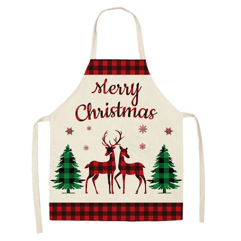 Grembiule Di Natale Trama Lino Poliestere Resistente Alle Macchie Cucina Cucinare Quadri Renna Babbo Natale Adulti Bambini Decor