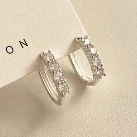 Orecchini Huggie Hoop In Argento Sterling 925 Con Zirconia Fila Singola Gioielli Geometrici Per Donna
