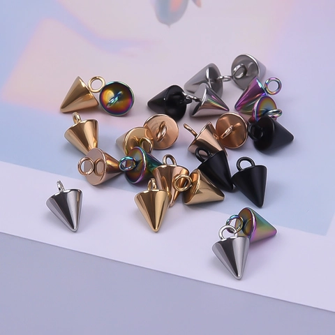 Ciondolo A Cono In Acciaio Inossidabile Mini Charm Conico DIY Creazione Di Gioielli Accessorio Per Collana Placcato Oro 18K Stile Nicchia