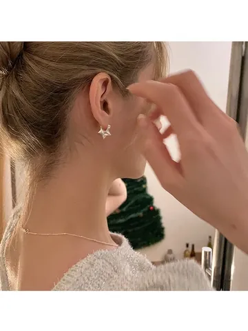 Orecchini A Cerchio Con Stella Pentagramma Gonfio Gioielli In Rame Geometrici Semplici Accessorio Lucidato Per Donne