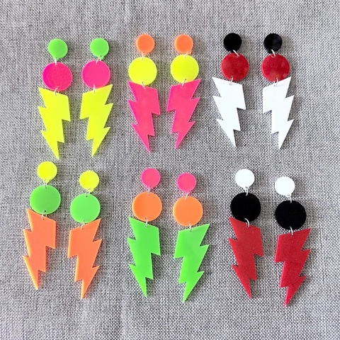 Blitz Ohrhänger Acryl Neon Fluoreszierend Geometrisch Retro Pop Art Mode Schmuck Für Frauen Mädchen