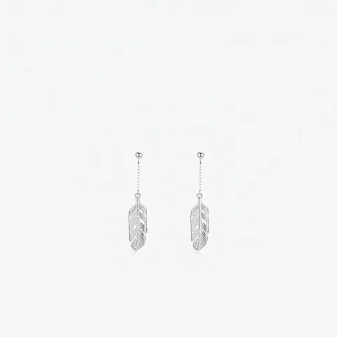 Orecchini Pendenti In Argento Sterling 925 Piuma Catena Lunga Nappa Foglia Cava Gioielli Eleganti Per Donne