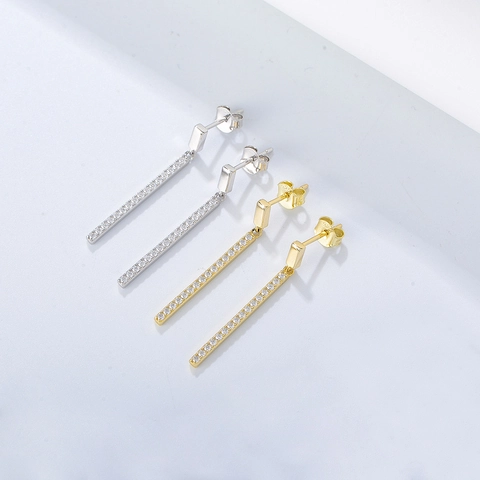 Geometrische Lange Stab Ohrhänger Mit 925 Sterling Silber Ohrstecker Zirkon Minimalistischer Moderner Schmuck Für Damen