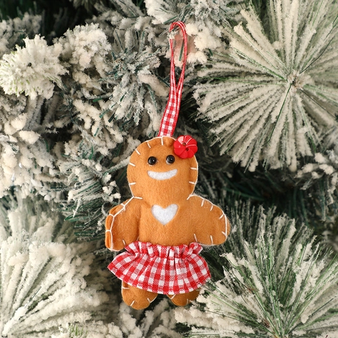Ornamenti Di Natale Omino Di Pan Di Zenzero Renna Feltro Tessuto Appeso Decorazione Albero Stile Artigianale Decorazione
