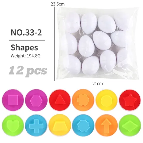 Educational Matching Eggs Toy For Toddlers ABS Plastic Geometric Shape Number Cognition Color Sorting Hen Storage Box For Kids Early Learning