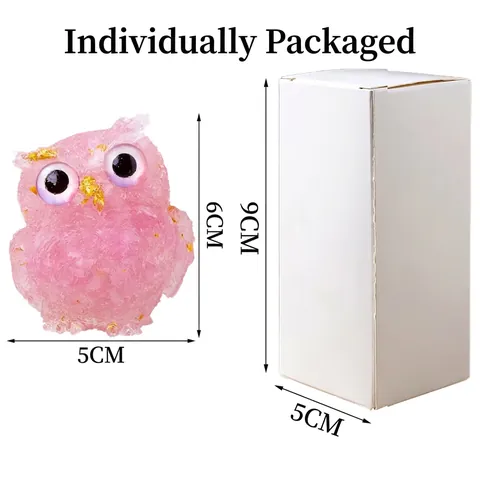 Owl Figurine Natural Crystal Gravel Resin Ornament With Gold Foil Desktop Decorative Animal Statue For Home Office