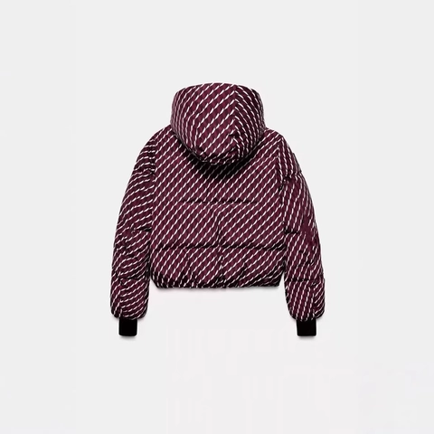 Giacca Da Sci Imbottita Con Cappuccio E Pantaloni Da Donna Inverno Stampa Geometrica Antivento Streetwear Casual