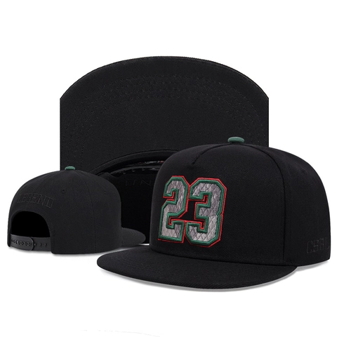 Casquette de Baseball Brodée Numéro 23 pour Hommes Femmes Visière Plate Snapback de Sport Réglable Streetwear à la Mode