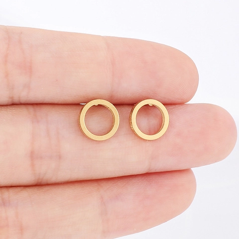 Minimalist Circle Hoop Ear Studs Stainless Steel Geometric Round Earrings For Men Women Unisex Hypoallergenic