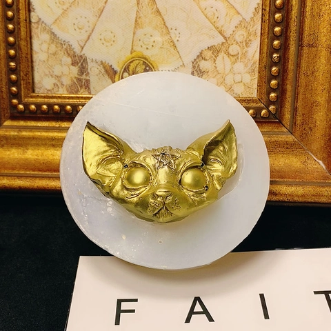 Gothic Evil Cat Head Silicone Mold DIY Resin Crafting Aromatherapy Ornament Demon Sphinx Cat Skull Baking Tool