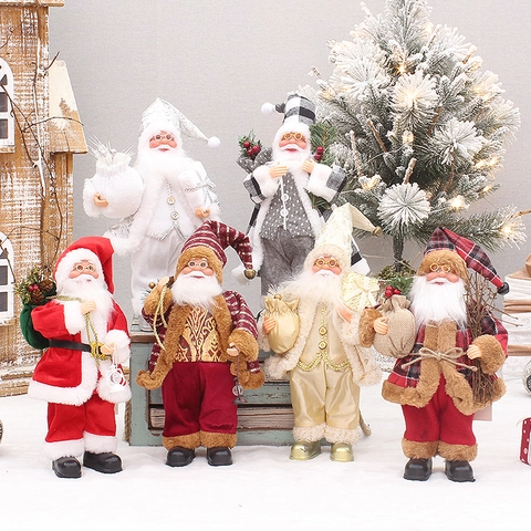 Stehender Weihnachtsmann Figur Dekoration Stoff Plüsch Traditionelle Weihnachtsdekoration Tischdekoration Hausdekor