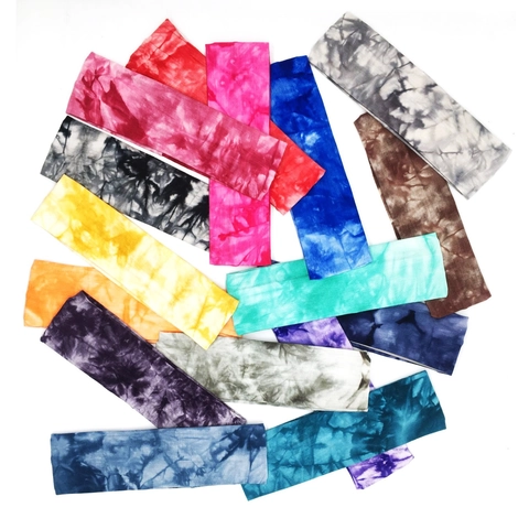 Sports Headband Tie Dye Elastic Knit Fabric Moisture Wicking Yoga Running Fitness Hair Band Bohemian Style Accessory Women