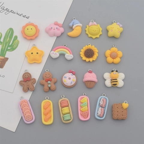 Cute Resin Charms Food Flower Rainbow Star Shapes DIY Jewelry Making For Keychain Earring Accessories