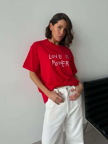 Women T-Shirt Cotton Polyester Round Neck Short Sleeve Letter Print Dropped Shoulder Oversized American Streetwear Red