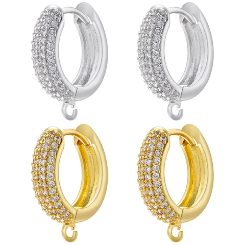 Orecchini A Cerchio Rotondi In Ottone Micro Pavé Zircone Fibbia Per Orecchio Circolare Con Anello Per Creazione Gioielli DIY Lusso