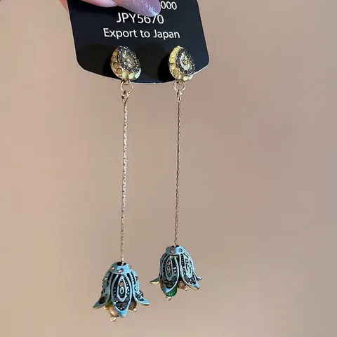 Retro Emaille Blumen Quasten Ohrhänger Mit 925 Sterling Silber Ohrstecker Strass Elegante Florale Schmuck Für Damen