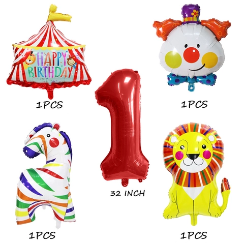 Palloncini Per Festa Di Compleanno A Tema Circo Foglio Di Alluminio Animale Leone Zebra Pagliaccio Tenda Decorazione Bambini