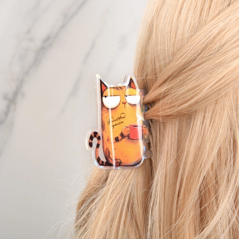 Pinza per Capelli in Acrilico Iridescente con Animali Cartoni Animati Simpatici Gatti Cani Fermagli per Capelli Donna Ragazza Accessori Styling