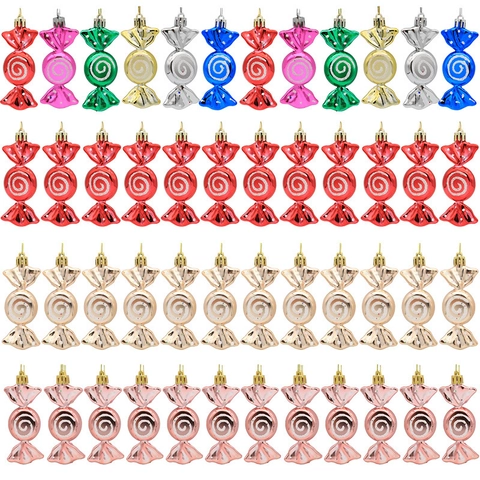 Weihnachtsbaum Süßigkeiten Ornamente Galvanisierter Kunststoff Anhänger Mit Glitzerspirale Festliche Feiertagsdekoration Zum Aufhängen